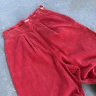 Rare 1940s Sony Pictures Wardrobe Red Corduroy Pants Prentice Waist Deco Zipper
