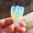 2  Natural Opal Angel Sculpture Hand Carved Crystal Figurine Home Garden Decor