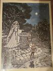 Vintage Lord Of The Rings Judy King Rieniets Signed Framed Art  elven Mirror 