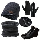 Men   s Winter Knit Hat  Scarf  Gloves   Socks Set Warm Thermal Cold Weather