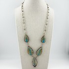 Navajo Sterling Silver Blue Gem Turquoise Necklace Set Native American Jewelry