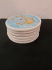 Vintage Set Of 6 Hand Painted Round Coasters Tiles Santorini Made In Greece 3 5 
