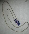 Vtg      Chinese Blue Enamel Cloisonne Necklace Guan Yin s Bottle Vase On Chain
