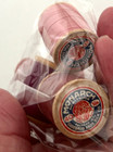 Lot Of 3 Vtg Small Wood Monarch Thread Spools Sewing Pink Wine Purpl 401 316 330