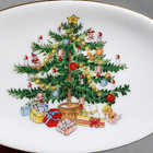 Vintage Oval Pedestal Soap Dish Christmas Tree Trinket Dish Gold Trim Japan