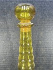 Vtg Vase Yellow Bubble Art Glass Taper Tiered Wglass Bottle Stopper Decor 17in T