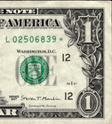 2017  1 One Dollar Us Currency Star Note Serial   L02506839  3 2m Run -pair  00 