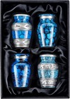 Cremation Urns - 4 Small Mini Urns For Human Ashes In Keepsake Box  blue  4 