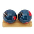  Poker Baoding Balls With Bamboo Stand  Chiming Chinese Health Medium 1 6 Inch