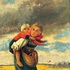 Fedoskino 1962 Russian Lacquer Box  children Running From A Thunderstorm  Palekh