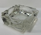 Art Deco Clear Glass Square Ashtray Ice Block Thick Heavy Glass Mcm