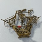 Vintage Miniature Brass Filigree Sailing Ship Portugal Nautical Home Decor
