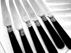 12 Vintage Dinner Knives Silver Ebony Art Nouveau French Flatware Vintage    