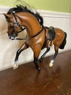 Vintage 1990   s Grand Champion Toy Horse Brown Saddle Movable Legs 7  Sounds