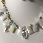 White And Clear Faceted Glass Drops Necklace Earring Set 