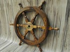 18 nautical Wooden Ship Steering Wheel Pirate Decor Wood Brass Fishing Wall Boat