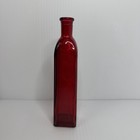 Vintage Ruby Red Glass Square Bottle Decor Vase Small Tall 7    Mid-century Modern