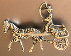 Vintage antique Sterling Silver Horse And Carriage With Driver Brooch Pin