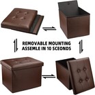Ottoman Storage Footrest Cube     Folding Faux Leather Seat Stool  Brown  400lbs
