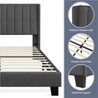 Full queen king Upholstered Platform Bed Frame Tufted Headboard Gray blue beige