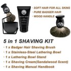 5 In 1 Shaving Kit For Wet Shave  Set Includes Hand Crafted Pure Badger Shave   