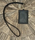 Coach Women   s Crossgrain Black Leather Id Lanyard With Credit Card Holder