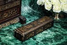 Amazing Hand Painted Antique Chinese Export Lacquer Fan Box Chinoiserie