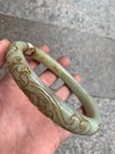 Large Chinese Natural Hetian Old Jade Hand Carved  dragon phoenix  Arm Bracelet