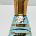 Vtg Mcm Bohemia Glass Decanter   Shot Glass Set Blue gold Trim Czechoslovakia