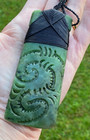 Magnificent 4 5    Nz Pounamu Greenstone Jade Bound Engraved Maori Hei Toki Adze