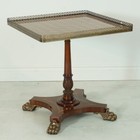 Mahogany Occasional Center Table Brass Ormolu Intricate Wood Inlay Claw Foot