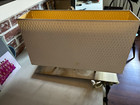 Vintage Wingard Mcm 2 Light Console Table Lamp Brass Woven Shade Taiwan