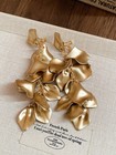 Gold Ear Clip Long Satin Rose Petal Dangle Earrings One Size