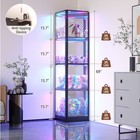 68  Corner Display Cabinet W  Rgb Lights   Human Sensor  4-tier Glass Door Case