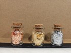 3 Medium 1   Vials Filled Full Of Big Gold Leaf Flakes  Silver Flake  And Copper
