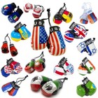 Mini Boxing Gloves Country Flag Prints Hanging Car Mirror Interior Decor Pair