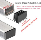 4 Pack 2 X 3 Inch Rectangle Plastic Plug Insert  50mm  75mm Black End Cap For Met