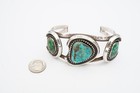 Vintage Native American Navajo Sterling Silver Turquoise Cuff Bracelet 7 5 
