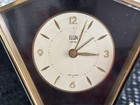 Vintage Elgin Shelf Alarm Clock Black Doors gold Stars 7 Jewels France Guc