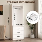 71       Tall Multi-functional Wardrobe Closet  Armoire With Hanging Rod   3 Drawers