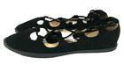 Gladiator Lace Up Fashion Black Suede Open Ballerina Flat Shoes Size 8 5 - New