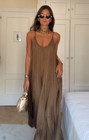 Zara Woman Ss25 Puff hem Zw Coll  Pleated Jumpsuit Tobacco Xs-l 0034 042 705