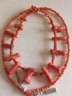 Vintage Red Carrot Faceted Small Coral Beads W  Red Coral Accents Necklace 21  