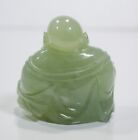 Vintage Carved Green Jade Chinese Sitting Buddha Figurine Sculpture