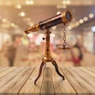 Vintage Brass Twin Barrel Spyglass Telescope 9  With Stand     Maritime Table Deco