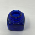 Vintage Antique Cobalt Blue Glass Inkwell Bottle 2    Square X 2 25    Tall  a 