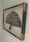 Ant  Japanese Hand Painted Silk Folding Fan In Gilded Shadow Box Frame- 28  Wide