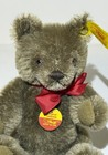 Steiff Mini Gray Mohair Teddy Bear Vintage 2000 Knopf Im Ohr Red Bow Mpn 002451