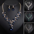 Fashion Women Crystal Necklace Earrings Wedding Bridal Jewelry Set Party Gift