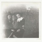 Vintage Snapshot Photo 1940s Wwii Era Man In Uniform Two Women Sitting On Lap